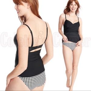 Old Navy Black Wrap-Front Tankini Top Full Coverage
